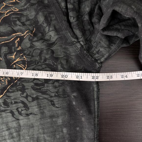 Affliction Hoodie Mens Large Reversible Shredded Dusk Skull Fleur De Lis Y2K NEW - Picture 12 of 14